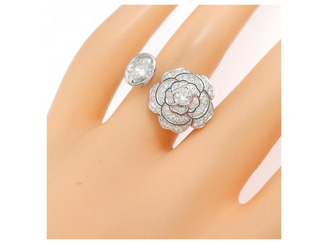 Timeless Chanel Camelia Au750 Diamantring Größe 11.5 Silber - Ansicht 5