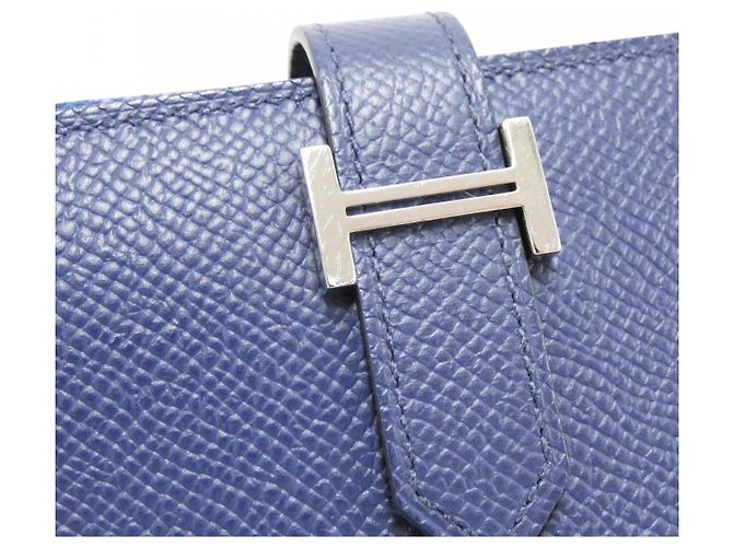 Cartera larga Hermès Béarn Soufflet en Epsom Azul - vista 3