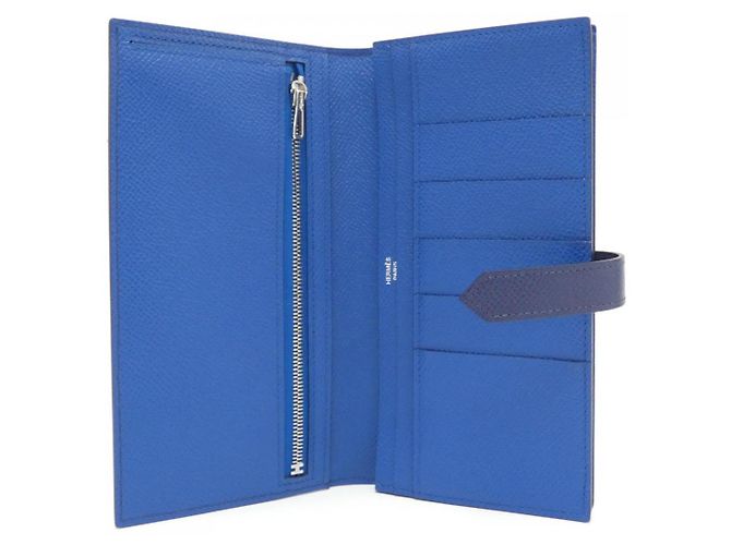 Cartera larga Hermès Béarn Soufflet en Epsom Azul - vista 5