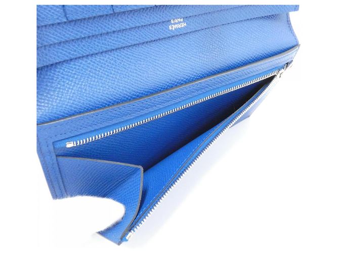 Cartera larga Hermès Béarn Soufflet en Epsom Azul - vista 6