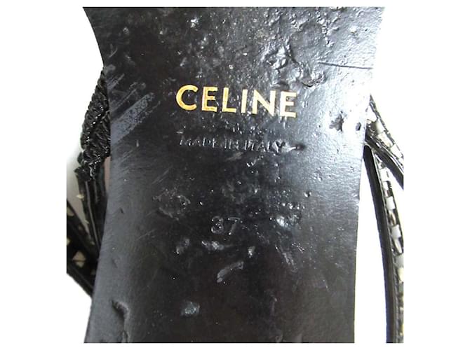 Céline Celine Python Leather Flat Sandals Black Beige - view 7