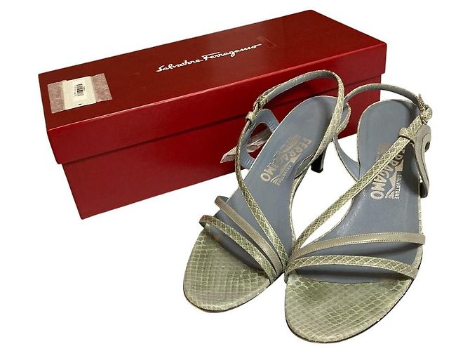 Sandali in Python Salvatore Ferragamo Blu - vista 11
