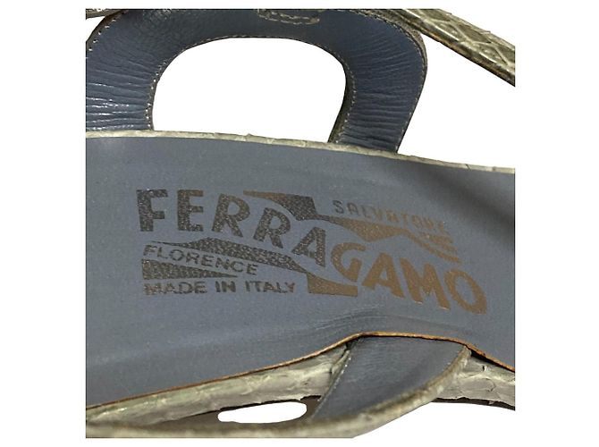 Sandali in Python Salvatore Ferragamo Blu - vista 7