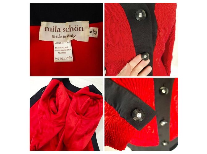 Mila Shön Vintage Mila Schon geprägte Jacke Schwarz Rot - Ansicht 11