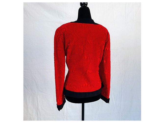 Mila Shön Vintage Mila Schon geprägte Jacke Schwarz Rot - Ansicht 2