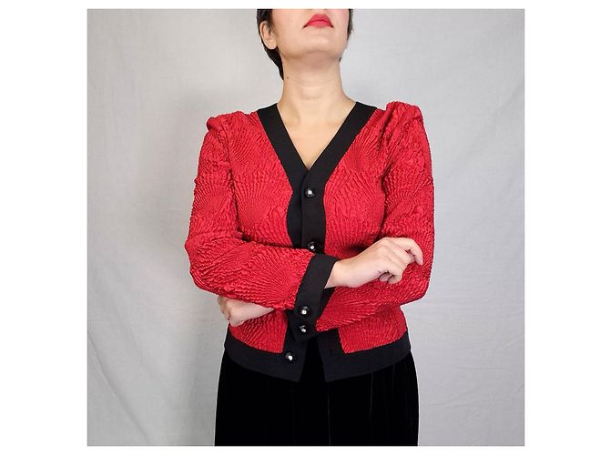 Mila Shön Vintage Mila Schon geprägte Jacke Schwarz Rot - Ansicht 4