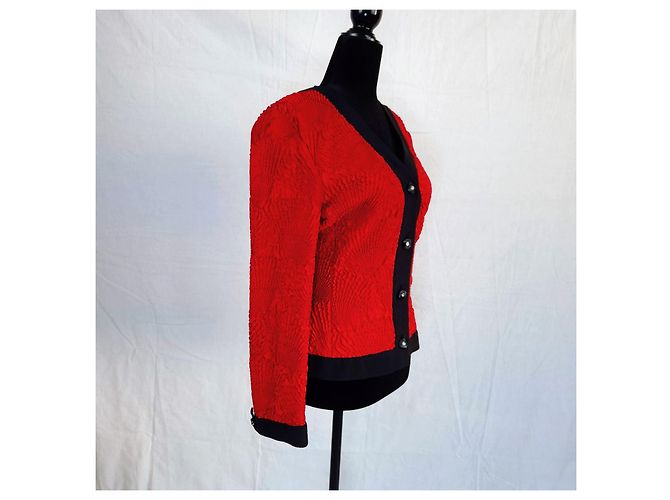 Mila Shön Vintage Mila Schon geprägte Jacke Schwarz Rot - Ansicht 6