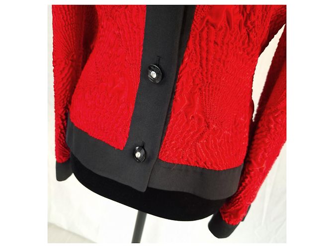Mila Shön Vintage Mila Schon geprägte Jacke Schwarz Rot - Ansicht 8