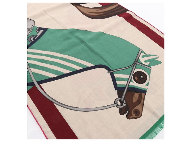 Stola in seta e cashmere Cheval à la Couverture di Hermès Multicolore Beige - vista 2