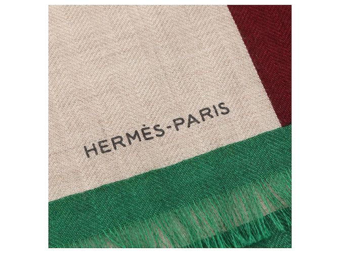 Stola in seta e cashmere Cheval à la Couverture di Hermès Multicolore Beige - vista 3