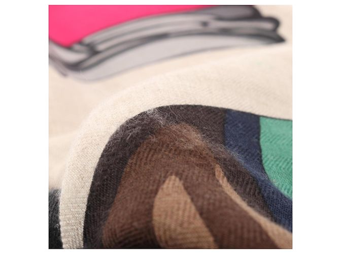 Stola in seta e cashmere Cheval à la Couverture di Hermès Multicolore Beige - vista 7