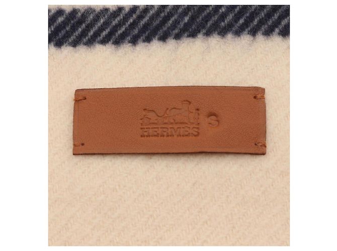 Cashmere-Schal von Hermès Beige Gelb Marineblau - Ansicht 3