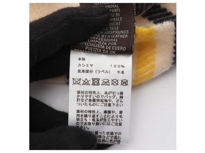 Cashmere-Schal von Hermès Beige Gelb Marineblau - Ansicht 4