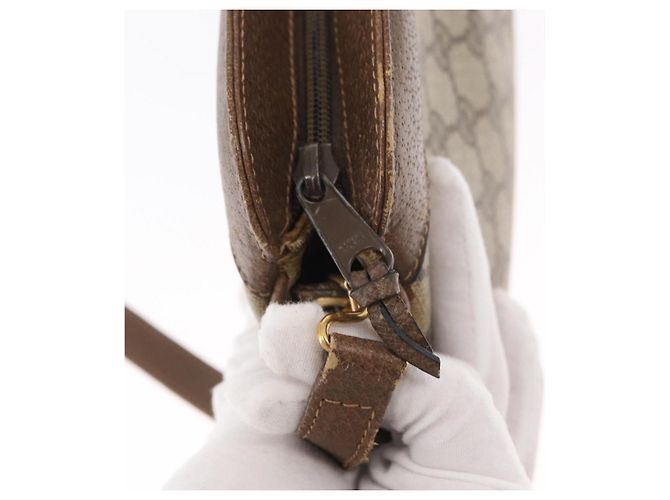 Borsa Sherry Line GG Supreme Web di GUCCI in PVC beige e oro 904 02 043 Auth ka921 D'oro - vista 10