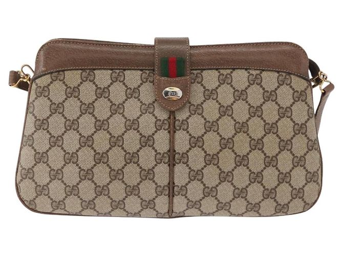 Borsa Sherry Line GG Supreme Web di GUCCI in PVC beige e oro 904 02 043 Auth ka921 D'oro - vista 13