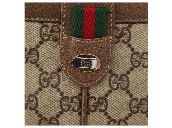 Borsa Sherry Line GG Supreme Web di GUCCI in PVC beige e oro 904 02 043 Auth ka921 D'oro - vista 17