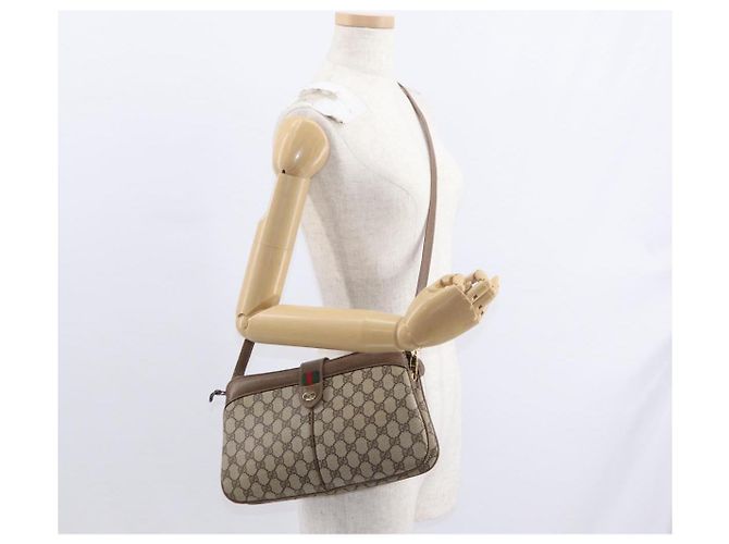 Borsa Sherry Line GG Supreme Web di GUCCI in PVC beige e oro 904 02 043 Auth ka921 D'oro - vista 26