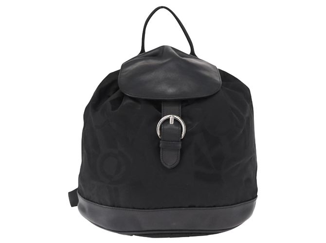 Zaino Gancini in nylon nero e argento Salvatore Ferragamo Auth 155204 - vista 13