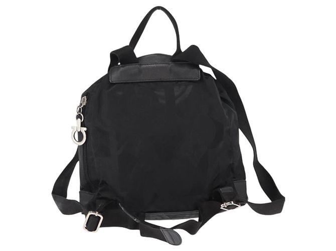 Zaino Gancini in nylon nero e argento Salvatore Ferragamo Auth 155204 - vista 2