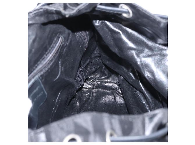 Zaino Gancini in nylon nero e argento Salvatore Ferragamo Auth 155204 - vista 21