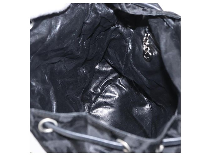 Zaino Gancini in nylon nero e argento Salvatore Ferragamo Auth 155204 - vista 22