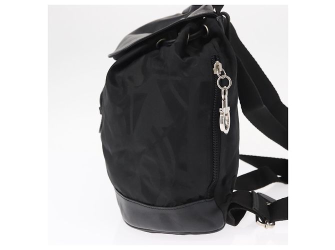 Zaino Gancini in nylon nero e argento Salvatore Ferragamo Auth 155204 - vista 3