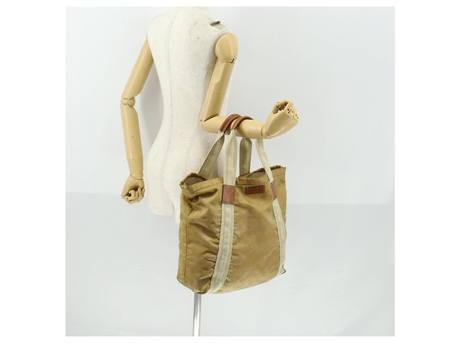 Borsa a mano GG Canvas Gucci in nylon beige 189669 Auth ti3521 - vista 20