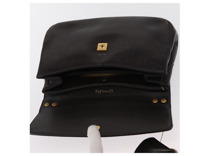 Borsa a mano in tela Trotter Christian Dior in pelle marrone e oro Auth 156377 - vista 11