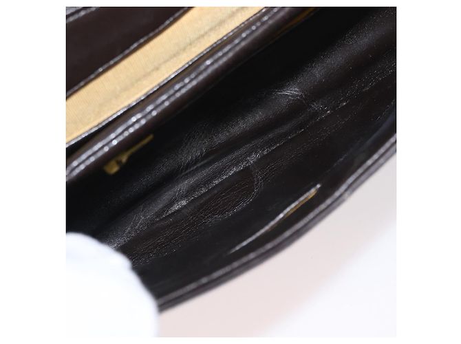Borsa a mano in tela Trotter Christian Dior in pelle marrone e oro Auth 156377 - vista 12