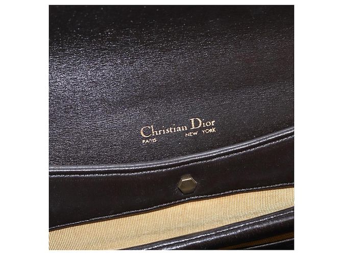 Borsa a mano in tela Trotter Christian Dior in pelle marrone e oro Auth 156377 - vista 17