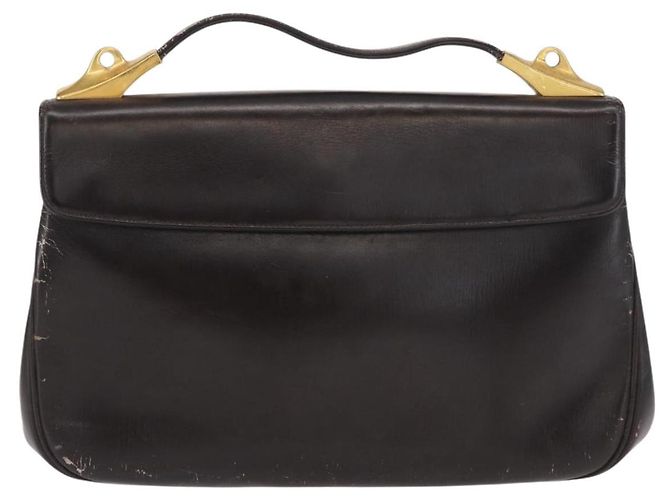 Borsa a mano in tela Trotter Christian Dior in pelle marrone e oro Auth 156377 - vista 2