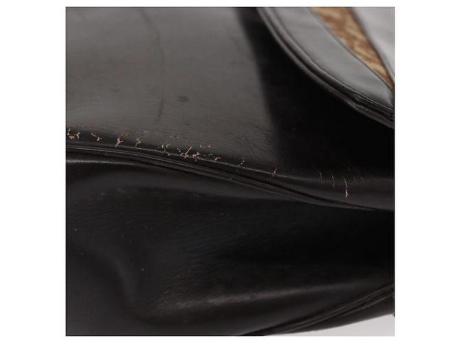 Borsa a mano in tela Trotter Christian Dior in pelle marrone e oro Auth 156377 - vista 4