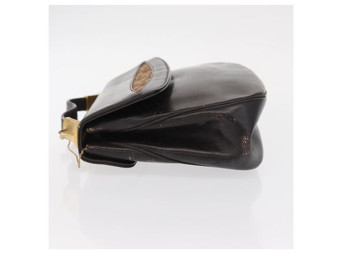 Borsa a mano in tela Trotter Christian Dior in pelle marrone e oro Auth 156377 - vista 5