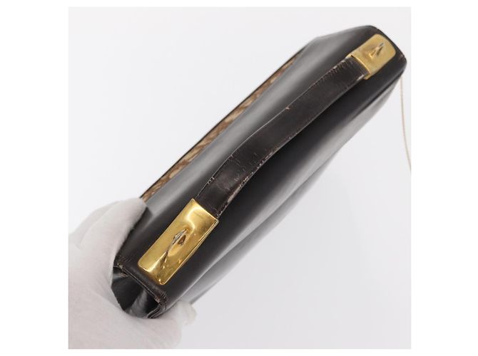 Borsa a mano in tela Trotter Christian Dior in pelle marrone e oro Auth 156377 - vista 7