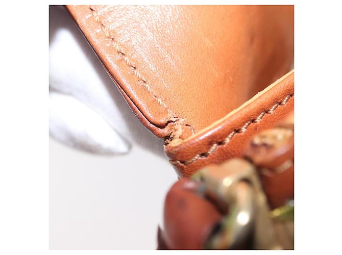 Céline Bolsa de Ombro em Lona Macadam CELINE em Couro PVC Marrom Dourado Auth 156446 - vista 10