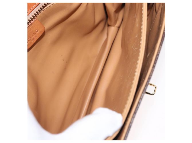 Céline Bolsa de Ombro em Lona Macadam CELINE em Couro PVC Marrom Dourado Auth 156446 - vista 11