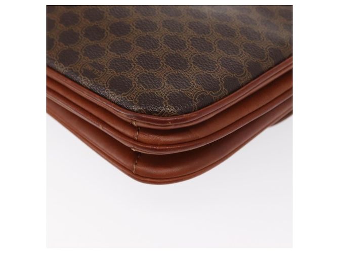 Céline Bolsa de Ombro em Lona Macadam CELINE em Couro PVC Marrom Dourado Auth 156446 - vista 18