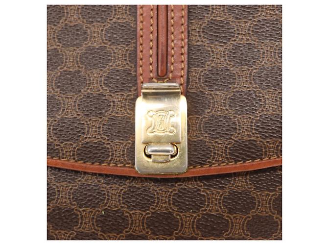 Céline Bolsa de Ombro em Lona Macadam CELINE em Couro PVC Marrom Dourado Auth 156446 - vista 19
