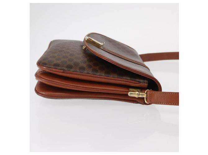Céline Bolsa de Ombro em Lona Macadam CELINE em Couro PVC Marrom Dourado Auth 156446 - vista 3