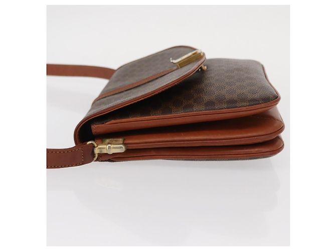 Céline Bolsa de Ombro em Lona Macadam CELINE em Couro PVC Marrom Dourado Auth 156446 - vista 4