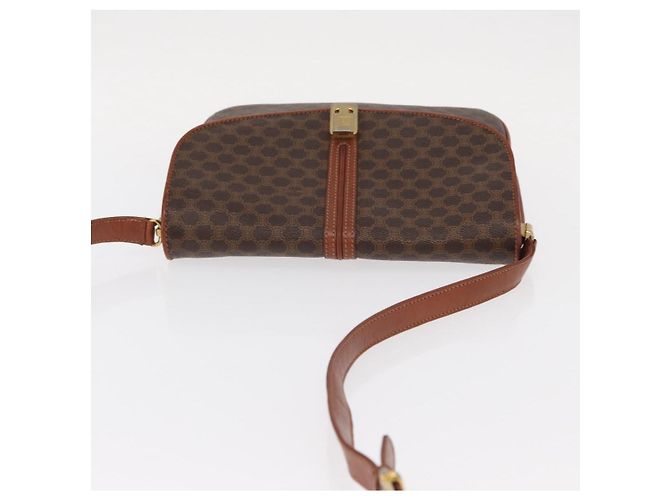 Céline Bolsa de Ombro em Lona Macadam CELINE em Couro PVC Marrom Dourado Auth 156446 - vista 6