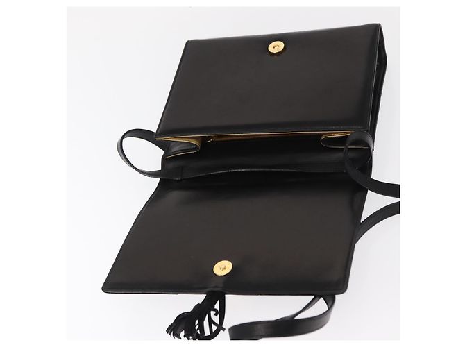 Borsa a Spalla Gancini in Pelle Suede Nera e Oro Auth 156462 di Salvatore Ferragamo Nero D'oro - vista 10