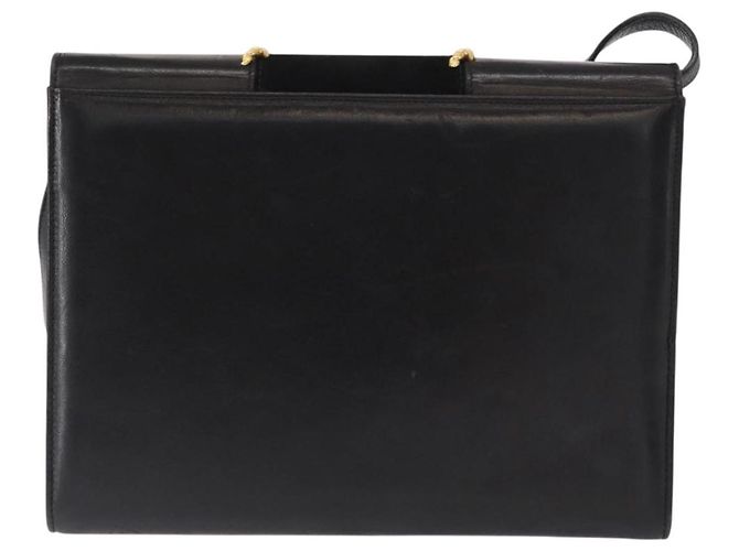 Borsa a Spalla Gancini in Pelle Suede Nera e Oro Auth 156462 di Salvatore Ferragamo Nero D'oro - vista 2