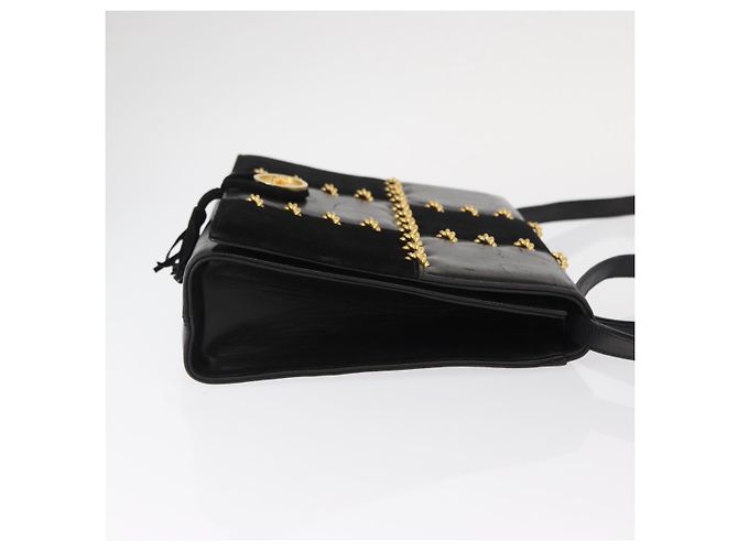 Borsa a Spalla Gancini in Pelle Suede Nera e Oro Auth 156462 di Salvatore Ferragamo Nero D'oro - vista 3