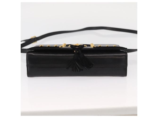 Borsa a Spalla Gancini in Pelle Suede Nera e Oro Auth 156462 di Salvatore Ferragamo Nero D'oro - vista 5