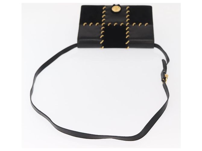 Borsa a Spalla Gancini in Pelle Suede Nera e Oro Auth 156462 di Salvatore Ferragamo Nero D'oro - vista 7