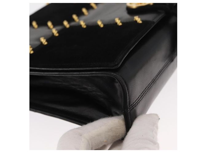 Borsa a Spalla Gancini in Pelle Suede Nera e Oro Auth 156462 di Salvatore Ferragamo Nero D'oro - vista 9