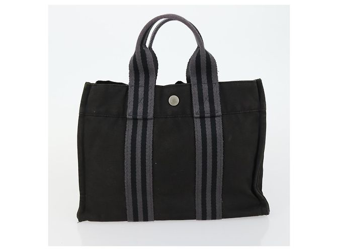 Hermès Borsa HERMES in tela 2 Set Nero Beige Chiaro Auth 151314 - vista 10