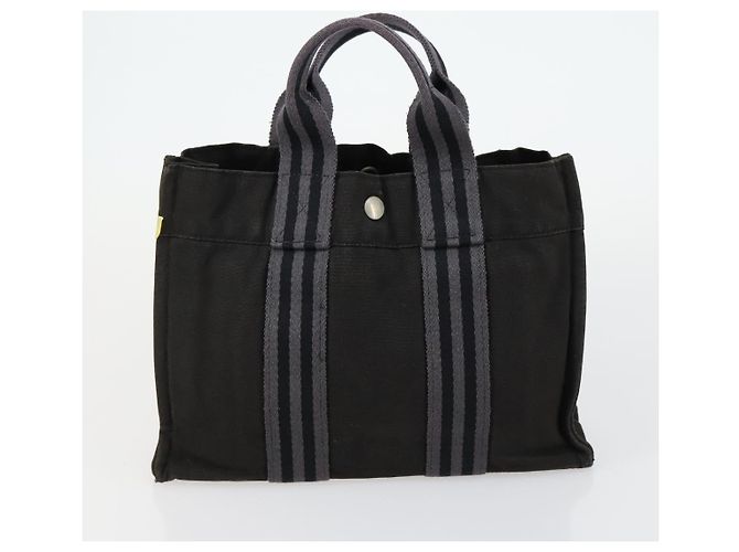 Hermès Borsa HERMES in tela 2 Set Nero Beige Chiaro Auth 151314 - vista 11