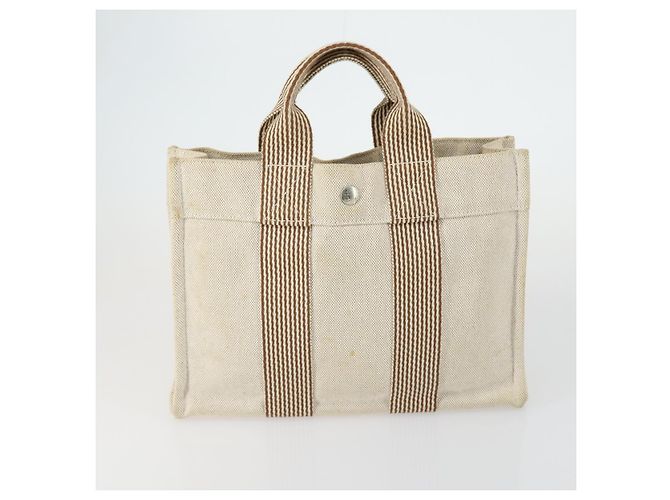 Hermès Borsa HERMES in tela 2 Set Nero Beige Chiaro Auth 151314 - vista 2